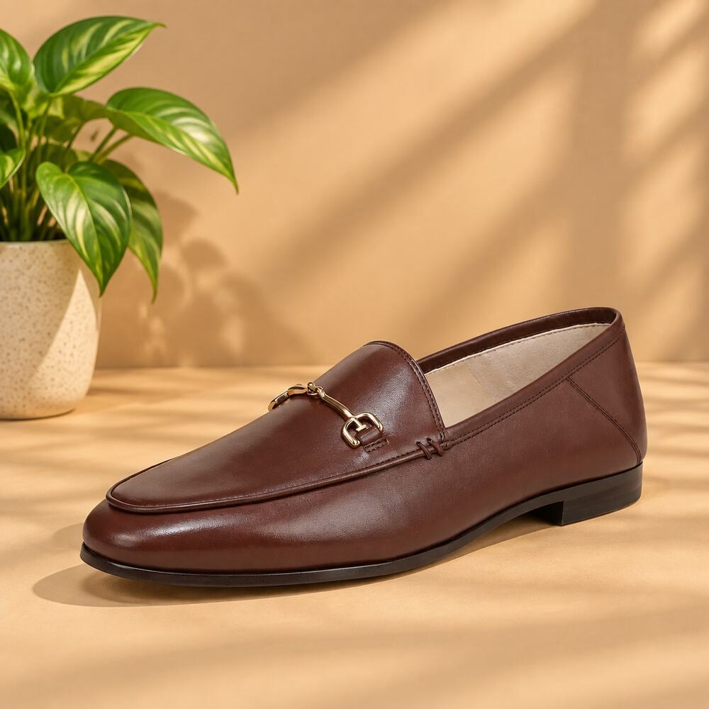 USED Sam Edelman Women's Loraine Almond Toe Loafers Terazzo Brown, 8.5